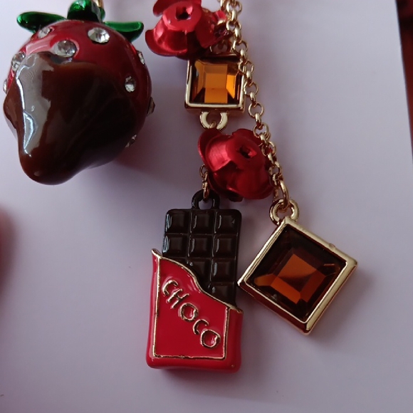 Betsey Johnson Red Heart and Chocolate Earrings - Picture 4 of 5